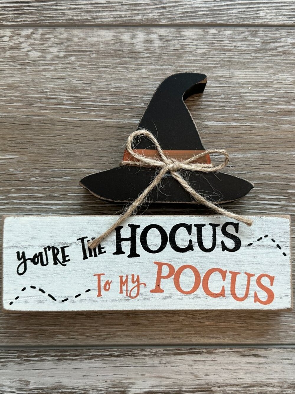 NWT Hearthside Halloween Shelf Decor Witches Hat "You're The Hocus To My Pocus"